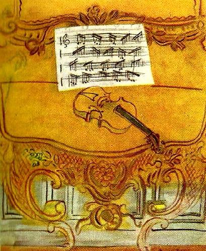 konsol med gul fiol, raoul dufy
